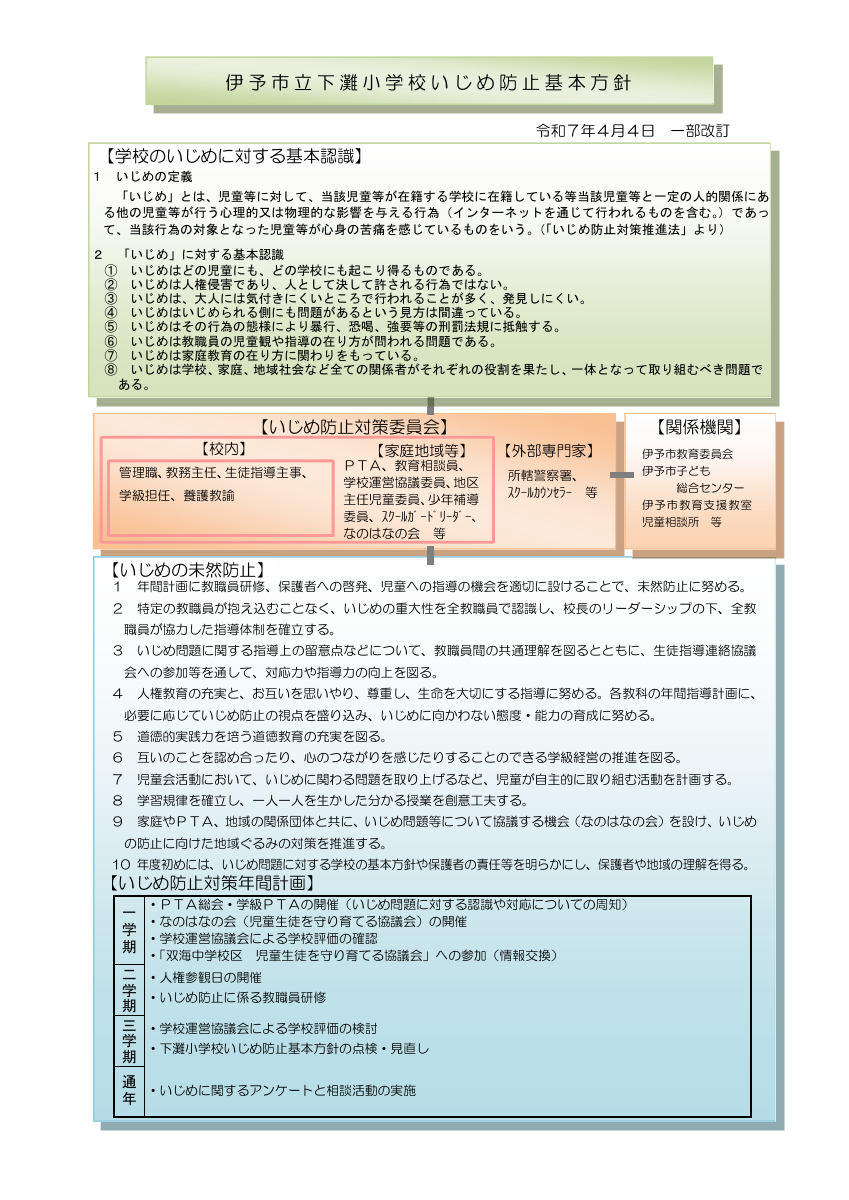 R7 下灘小いじめ防止基本方針.pdfの1ページ目のサムネイル